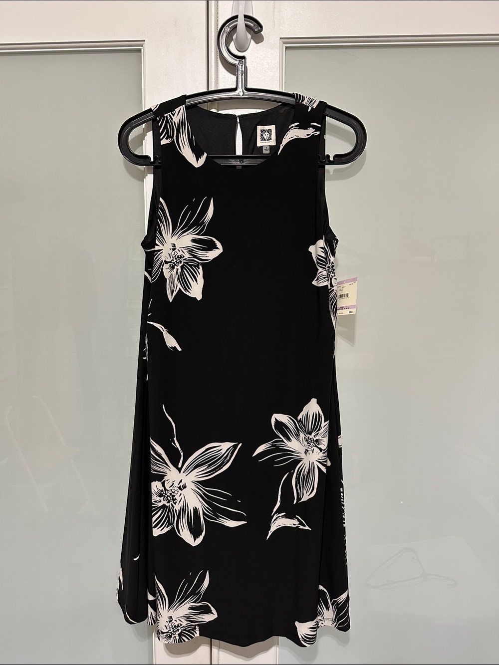 Anne Klein NWT Black & White Floral Sleeveless A-Line Dress